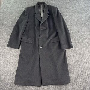 Vintage England Made Overcoat 46 L Gray Wool Cashmere Designer Italy Topcoat